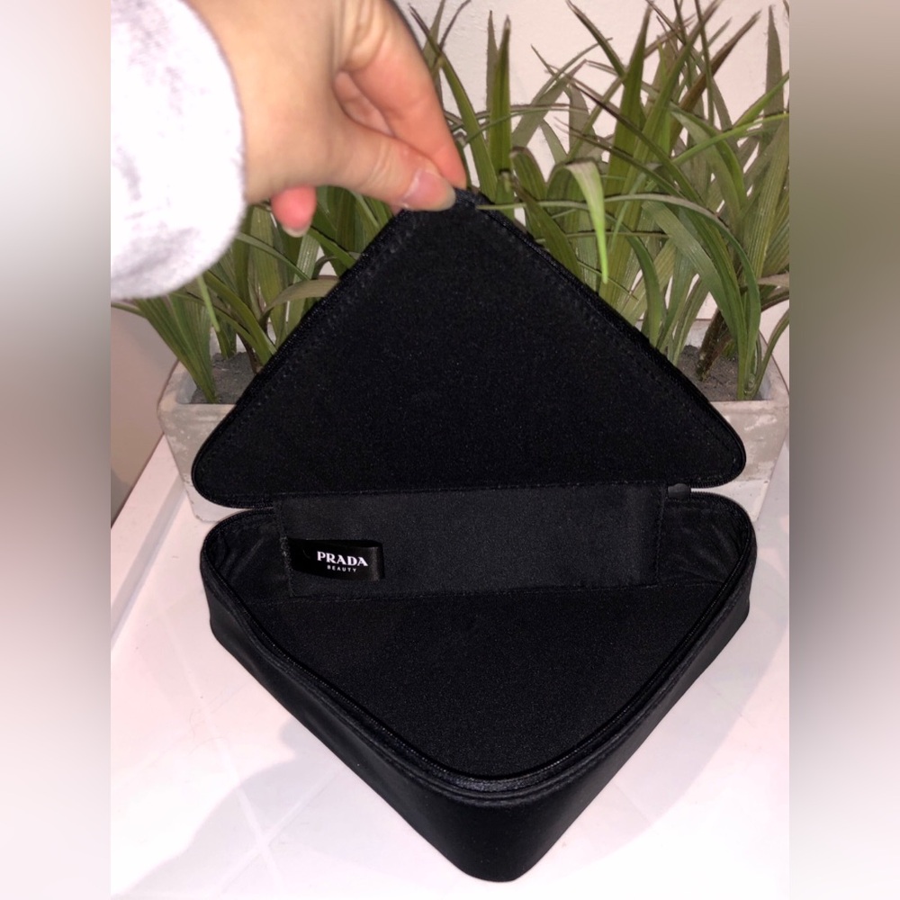 Prada Beauty Pink and Black Geometric Triangular Pouch - Picture 11 of 14
